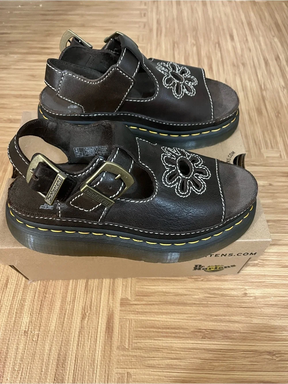 Dr Martens Dunnet Flower Brown Leather Sandals